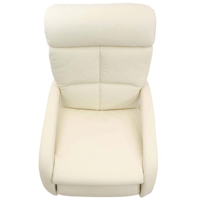 Relaxsessel HWC-L11, Design Fernsehsessel TV-Sessel Liegesessel, Liegefunktion drehbar, Voll-Leder ~ creme-wei