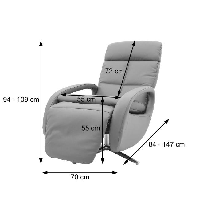 Relaxsessel HWC-L11, Design Fernsehsessel TV-Sessel Liegesessel, Liegefunktion drehbar, Voll-Leder ~ creme-wei