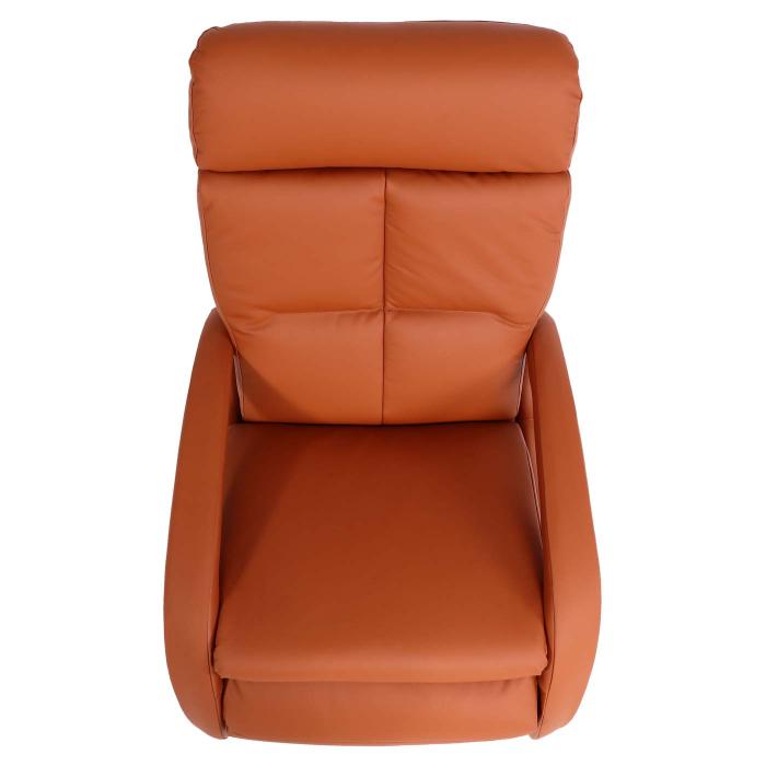 Relaxsessel HWC-L11, Design Fernsehsessel TV-Sessel Liegesessel, Liegefunktion drehbar, Voll-Leder ~ terracotta-braun