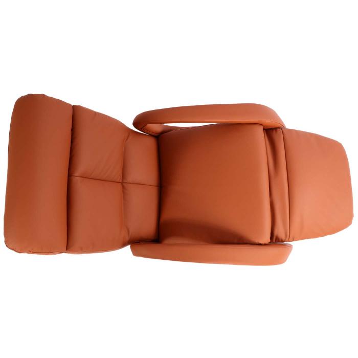 Retourenware | Relaxsessel HWC-L11, Design Fernsehsessel TV-Sessel, Liegefunktion drehbar, Voll-Leder ~ terracotta-braun