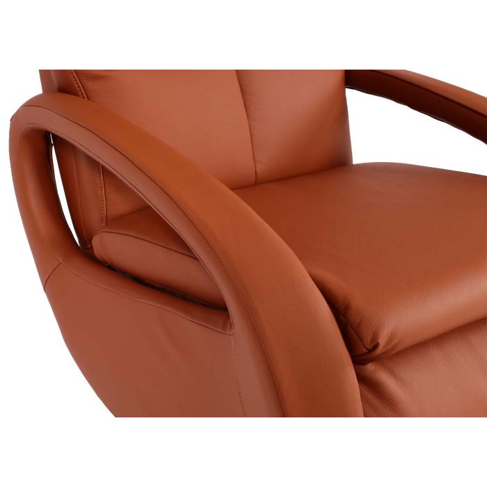 Retourenware | Relaxsessel HWC-L11, Design Fernsehsessel TV-Sessel, Liegefunktion drehbar, Voll-Leder ~ terracotta-braun