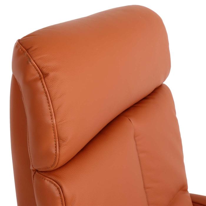 Retourenware | Relaxsessel HWC-L11, Design Fernsehsessel TV-Sessel, Liegefunktion drehbar, Voll-Leder ~ terracotta-braun