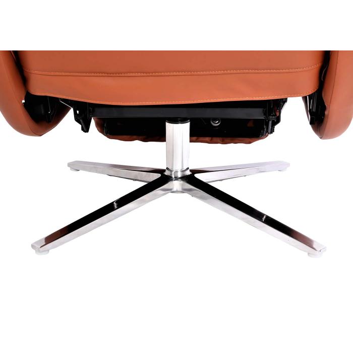 Retourenware | Relaxsessel HWC-L11, Design Fernsehsessel TV-Sessel, Liegefunktion drehbar, Voll-Leder ~ terracotta-braun