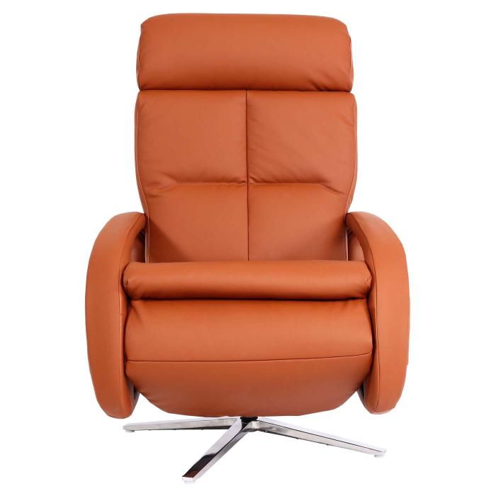 Retourenware | Relaxsessel HWC-L11, Design Fernsehsessel TV-Sessel, Liegefunktion drehbar, Voll-Leder ~ terracotta-braun