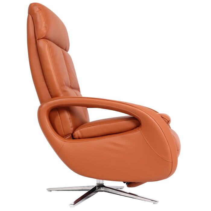 Retourenware | Relaxsessel HWC-L11, Design Fernsehsessel TV-Sessel, Liegefunktion drehbar, Voll-Leder ~ terracotta-braun