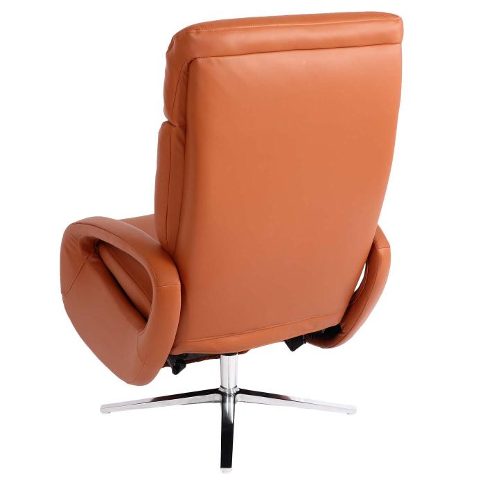 Retourenware | Relaxsessel HWC-L11, Design Fernsehsessel TV-Sessel, Liegefunktion drehbar, Voll-Leder ~ terracotta-braun