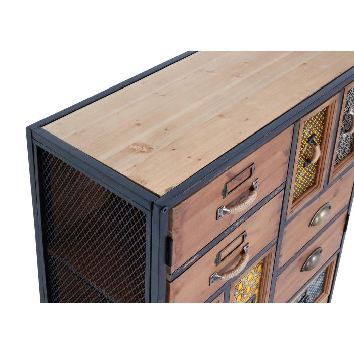 Apothekerkommode HWC-L38, Schubladenschrank Kommode Regal Schubladen, Metall Tanne Holz, Vintage Shabby-Look 120x62x33cm