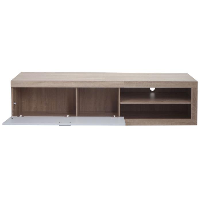 TV-Rack HWC-L33, TV-Board Fernsehtisch Lowboard TV-Schrank Kommode, Holz 43x180x41cm Staufach, Eiche-Optik, wei