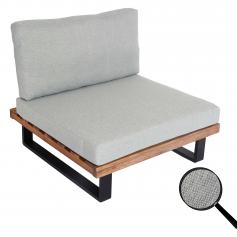 Lounge-Sessel HWC-H54, Garten-Sessel, Spun Poly Akazie Holz FSC-zertifiziert Aluminium ~ hellbraun, Polster hellgrau