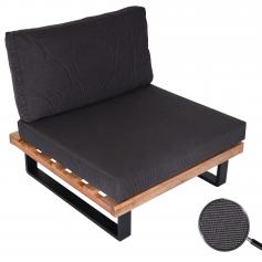 Lounge-Sessel HWC-H54, Garten-Sessel, Spun Poly Akazie Holz FSC-zertifiziert Aluminium ~ hellbraun, Polster dunkelgrau