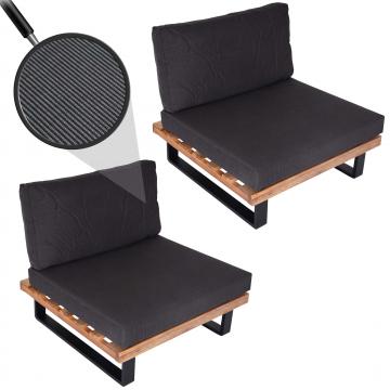 2er-Set Lounge-Sessel HWC-H54, Garten-Sessel, Spun Poly Akazie Holz FSC-zertifiziert Alu ~ hellbraun, Polster dunkelgrau