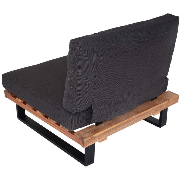 Lounge-Sessel HWC-H54, Garten-Sessel, Spun Poly Akazie Holz MVG-zertifiziert Aluminium ~ hellbraun, Polster dunkelgrau
