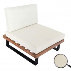 Lounge-Sessel HWC-H54, Garten-Sessel, Spun Poly Akazie Holz FSC-zertifiziert Aluminium ~ hellbraun, Polster cremeweiß