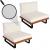 2er-Set Lounge-Sessel HWC-H54, Garten-Sessel, Spun Poly Akazie Holz FSC-zertifiziert Alu ~ braun, Polster cremewei