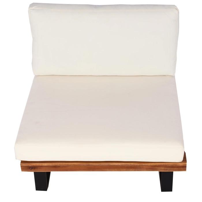 Lounge-Sessel HWC-H54, Garten-Sessel, Spun Poly Akazie Holz MVG-zertifiziert Aluminium ~ braun, Polster cremewei