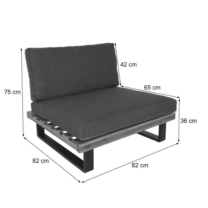 Lounge-Sessel HWC-H54, Garten-Sessel, Spun Poly Akazie Holz MVG-zertifiziert Aluminium ~ braun, Polster cremewei