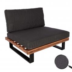 Lounge-Sessel HWC-H54, Garten-Sessel, Spun Poly Akazie Holz FSC-zertifiziert Aluminium ~ braun, Polster dunkelgrau