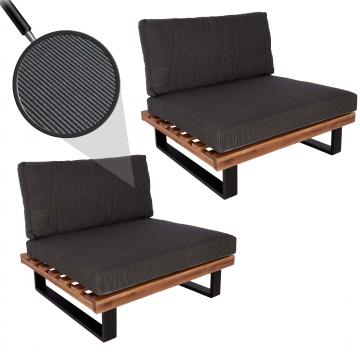 2er-Set Lounge-Sessel HWC-H54, Garten-Sessel, Spun Poly Akazie Holz FSC-zertifiziert Alu ~ braun, Polster dunkelgrau