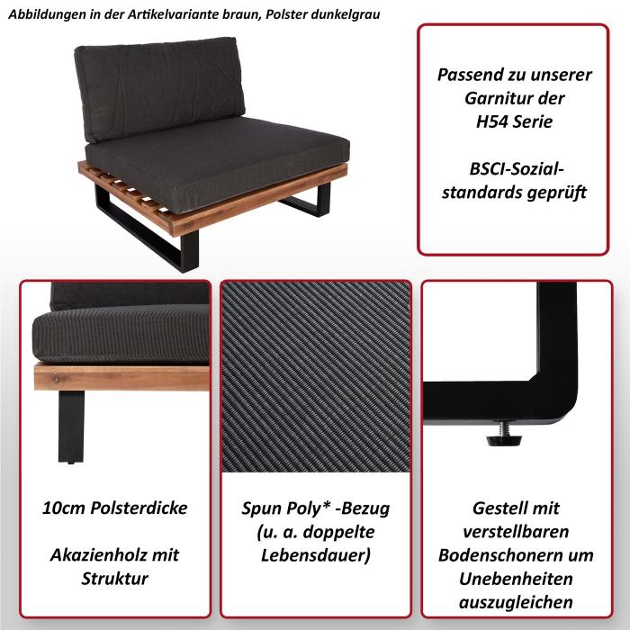 Lounge-Sessel HWC-H54, Garten-Sessel, Spun Poly Akazie Holz MVG-zertifiziert Aluminium ~ braun, Polster cremewei