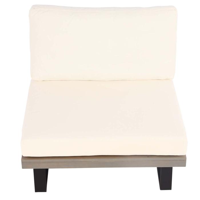 Lounge-Sessel HWC-H54, Garten-Sessel, Spun Poly Akazie Holz MVG-zertifiziert Aluminium ~ grau, Polster cremewei