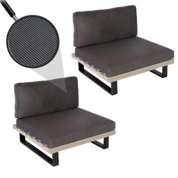 2er-Set Lounge-Sessel HWC-H54, Garten-Sessel, Spun Poly Akazie Holz FSC-zertifiziert Alu ~ grau, Polster dunkelgrau