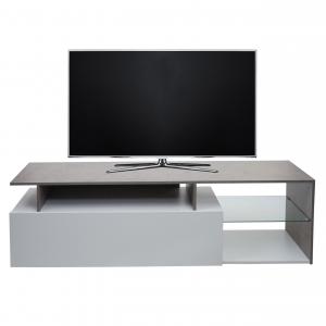 TV-Rack HWC-L35, Lowboard Fernsehtisch Sideboard TV-Schrank Kommode, Holz 47x170x40cm Staufach, Beton-Optik wei