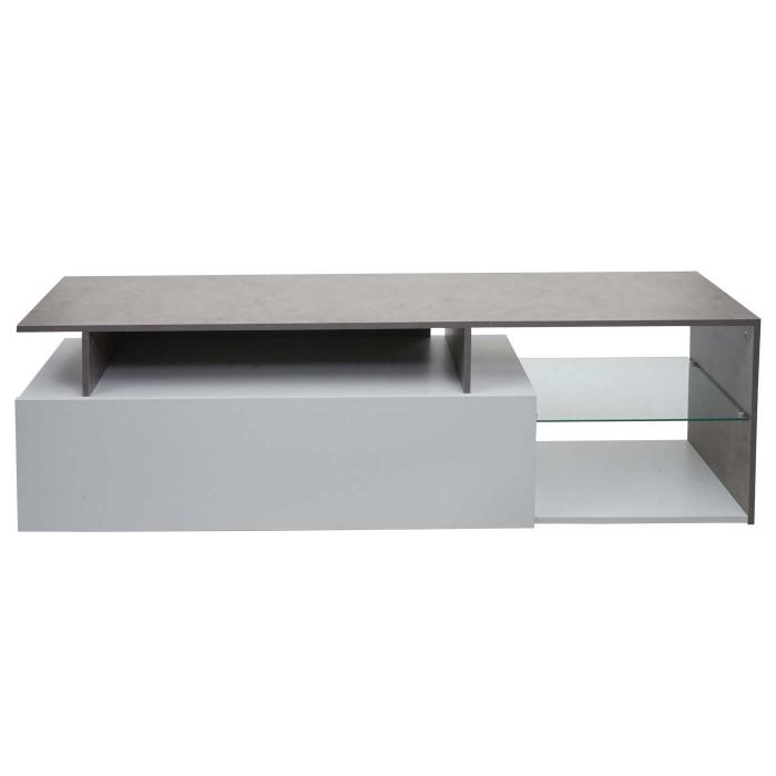 TV-Rack HWC-L35, Lowboard Fernsehtisch Sideboard TV-Schrank Kommode, Holz 47x170x40cm Staufach, Beton-Optik wei