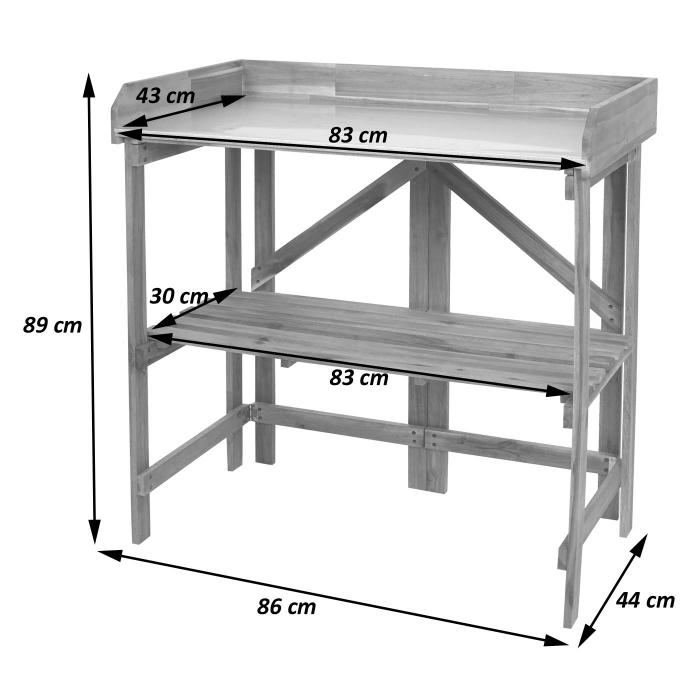 Pflanztisch HWC-L18, Grtnertisch Blumentisch Pflanzregal, zusammenklappbar Outdoor Akazie Holz MVG-zertifiziert, braun