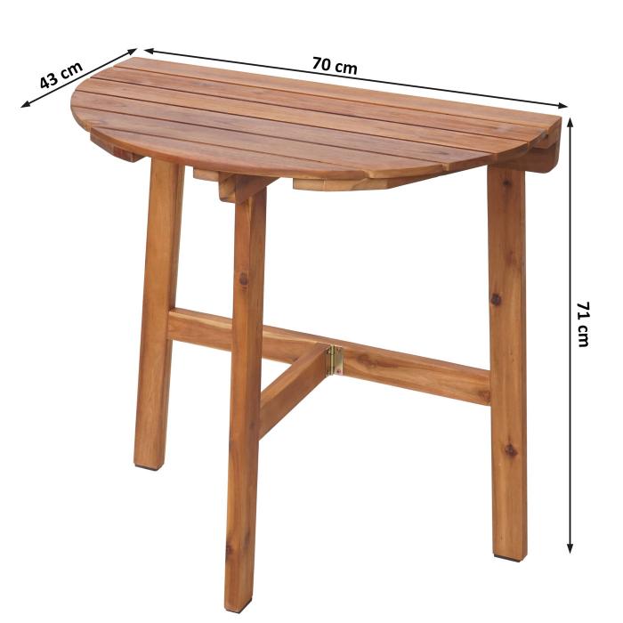 Klapptisch HWC-L19, Gartentisch Balkontisch, In-/Outdoor klappbar Akazie Holz MVG-zertifiziert 71x70x34cm