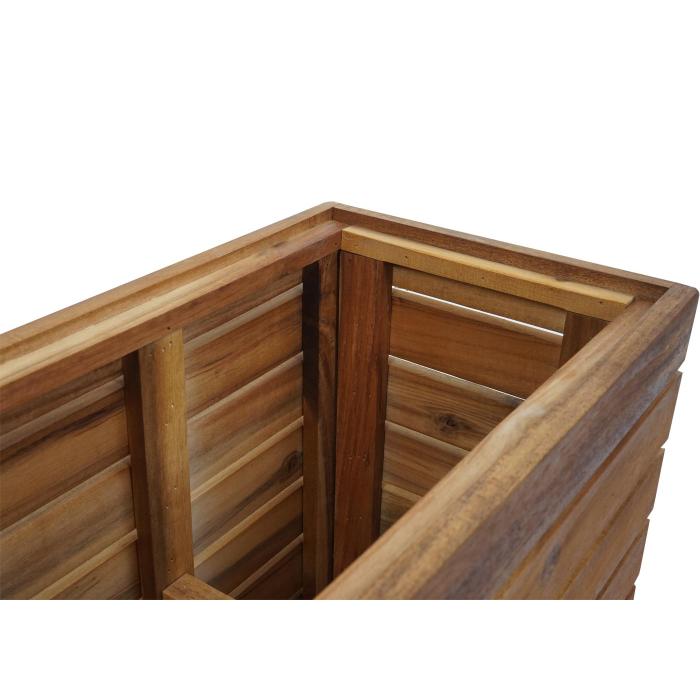 Defekte Ware (Leiste gebrochen SK5) | Pflanzkasten HWC-L21, eckig 41x63x23cm Outdoor Akazie Holz MVG-zertifiziert, braun