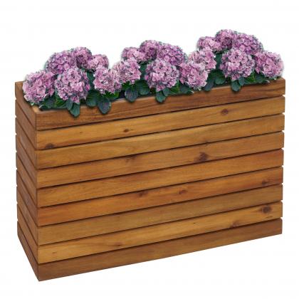 Pflanzkasten HWC-L21, Pflanzkbel Blumentopf Hochbeet, eckig 41x63x23cm Outdoor Akazie Holz FSC-zertifiziert, braun