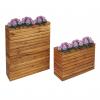 2er-Set Pflanzkasten HWC-L21, Pflanzkübel Blumentopf Hochbeet, eckig Outdoor Akazie Holz MVG-zertifiziert, braun