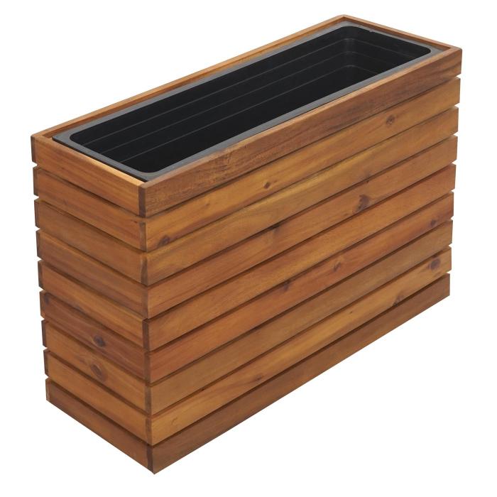 Defekte Ware (Leiste gebrochen SK5) | Pflanzkasten HWC-L21, eckig 41x63x23cm Outdoor Akazie Holz MVG-zertifiziert, braun