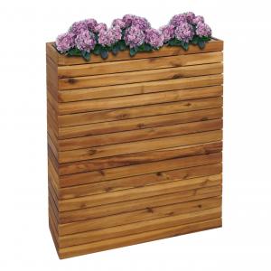 Pflanzkasten HWC-L21, Hochbeet Pflanzkbel Blumentopf, eckig 77x63x23cm Outdoor Akazie Holz MVG-zertifiziert, braun