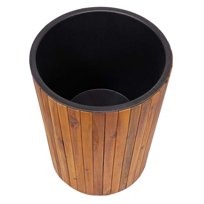 Pflanzkasten HWC-L24, Pflanzkbel Blumentopf Blumenkasten, rund 50x34cm Outdoor Akazie Holz MVG-zertifiziert, braun