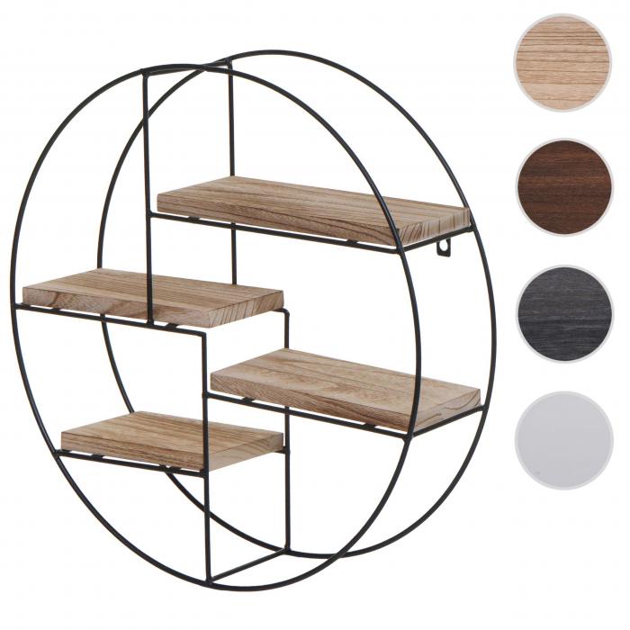 Wandregal HWC-K76, Hngeregal Schweberegal Regal, 4 Regalbden Metall Massiv-Holz Industrial 45x45x11cm ~ natur