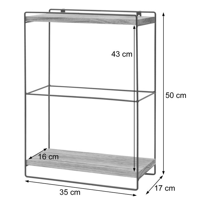 Wandregal HWC-K77, Hngeregal Regal Kchenregal, Massiv-Holz Metall Industrial 2 Regalbden 50x35x17cm ~ natur