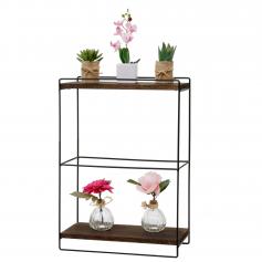 Wandregal HWC-K77, Hngeregal Regal Kchenregal, Massiv-Holz Metall Industrial 2 Regalbden 50x35x17cm ~ dunkelbraun