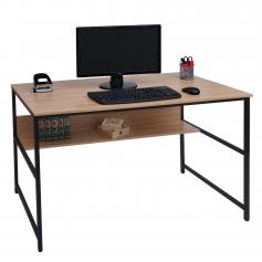 Schreibtisch HWC-K80, Bürotisch Computertisch Arbeitstisch Ablage, Metall MDF 120x60cm ~ natur
