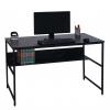 Schreibtisch HWC-K80, Brotisch Computertisch Arbeitstisch Ablage, Metall MDF 120x60cm ~ Marmor-Optik schwarz