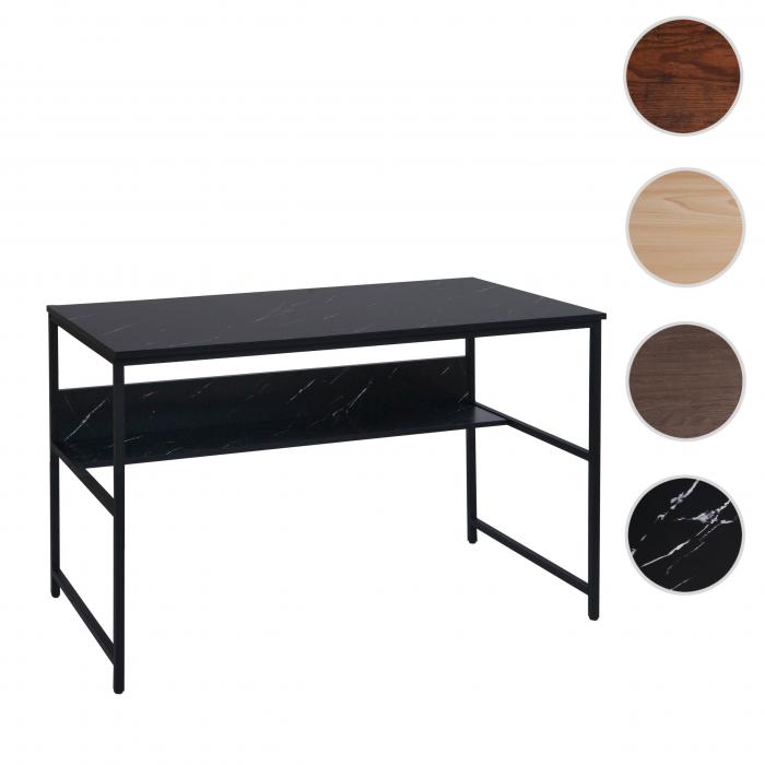 Schreibtisch HWC-K80, Brotisch Computertisch Arbeitstisch Ablage, Metall MDF 120x60cm ~ Marmor-Optik schwarz