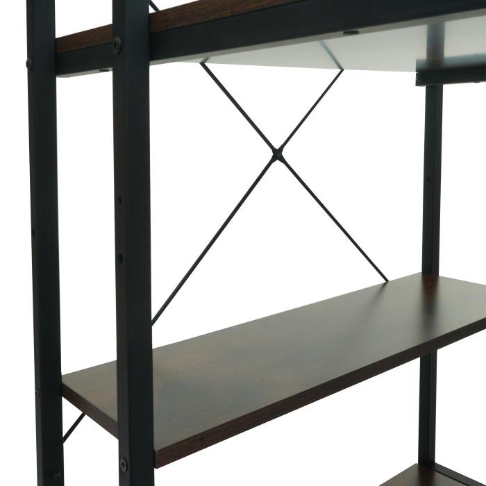 Schreibtisch mit Regal HWC-K81, Laptoptisch Brotisch Arbeitstisch, 100x60cm Metall MDF ~ braun