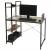 Schreibtisch mit Regal HWC-K81, Laptoptisch Bürotisch Arbeitstisch, 100x60cm Metall MDF ~ grau-braun