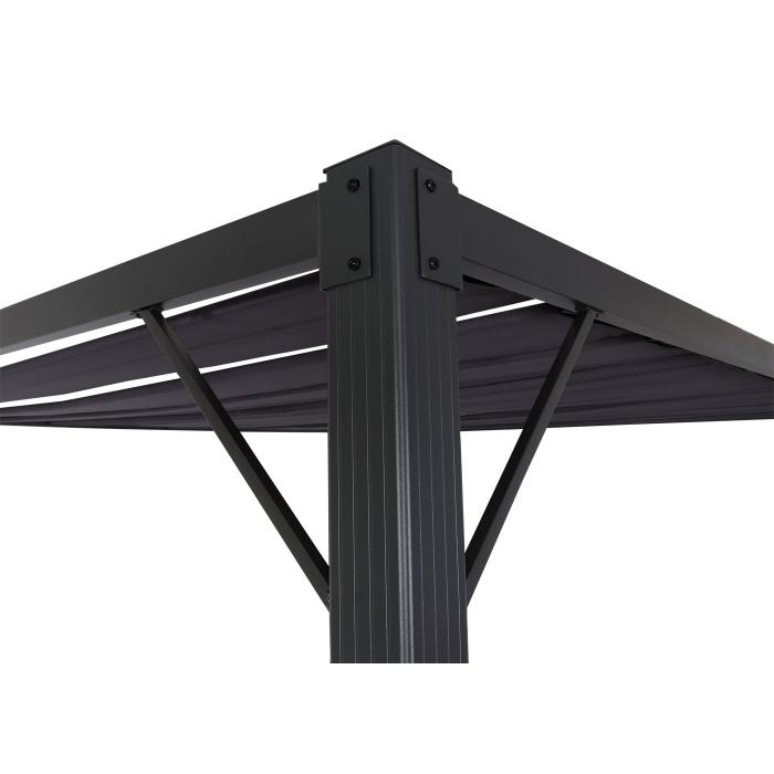 Pergola HWC-L40, Garten Lamellen-Pavillon Terrassenberdachung, 8cm-Alu-Gestell Stoff/Textil, 3x3m anthrazit