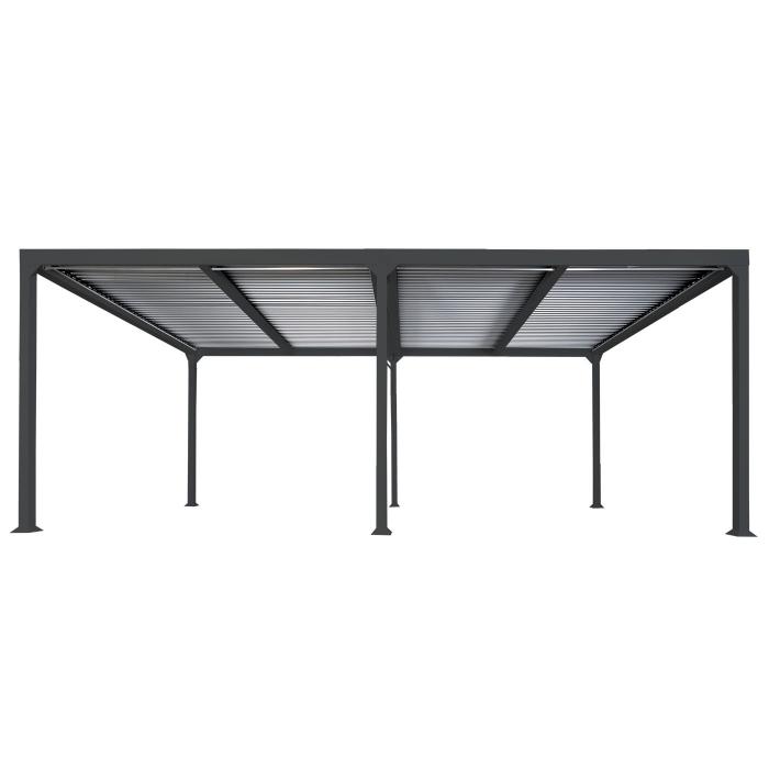 Alu Pergola HWC-L41, Lamellen-Pavillon Terrassenberdachung, stabiles 8cm-Metall-Gestell 3x6m ~ anthrazit