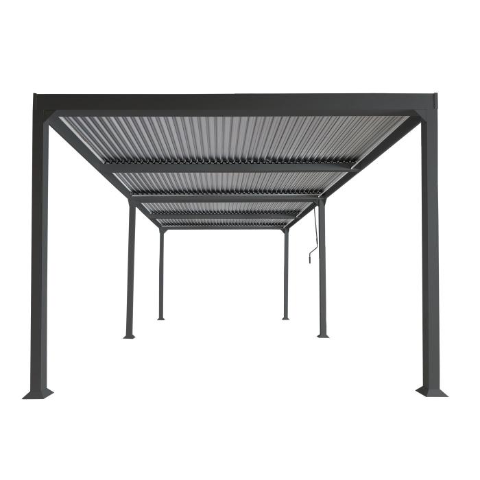 Alu Pergola HWC-L41, Lamellen-Pavillon Terrassenberdachung, stabiles 8cm-Metall-Gestell 3x6m ~ anthrazit