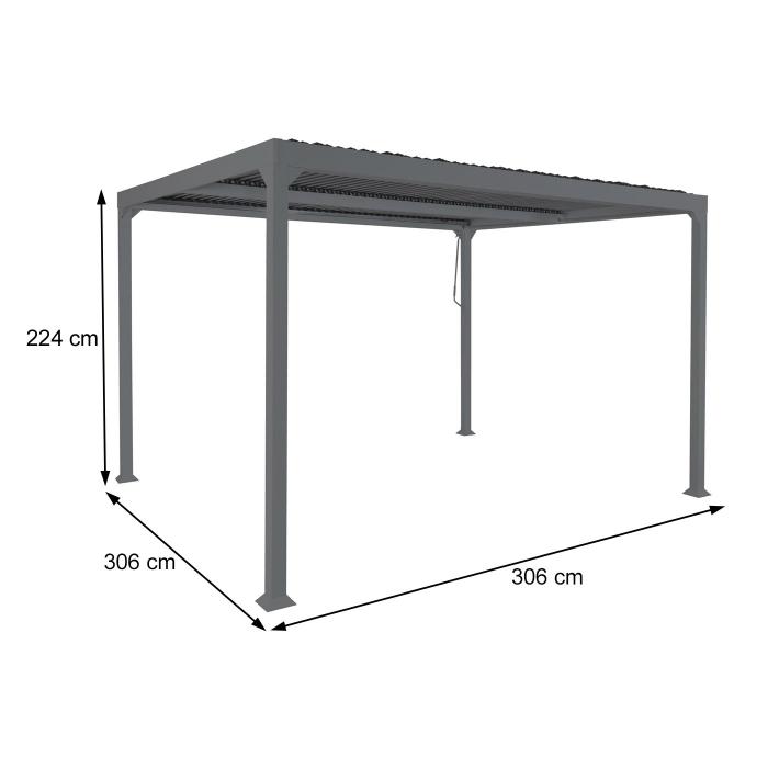 Alu Pergola HWC-L41, Lamellen-Pavillon Terrassenberdachung, stabiles 8cm-Metall-Gestell 3x3m ~ wei