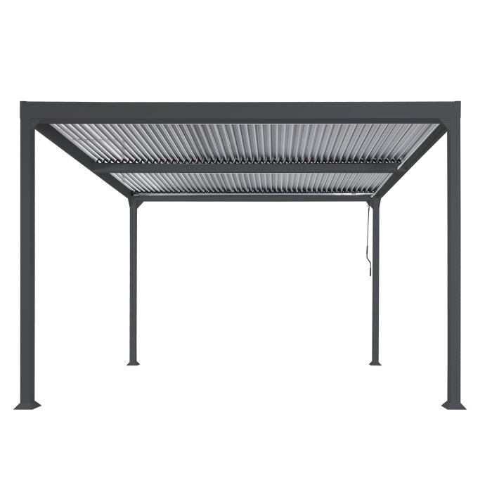 Alu Pergola HWC-L41, Lamellen-Pavillon Terrassenberdachung, stabiles 8cm-Metall-Gestell 3x3m ~ anthrazit