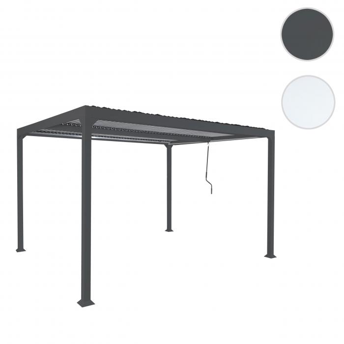 Alu Pergola HWC-L41, Lamellen-Pavillon Terrassenberdachung, stabiles 8cm-Metall-Gestell 3x3,7m ~ anthrazit