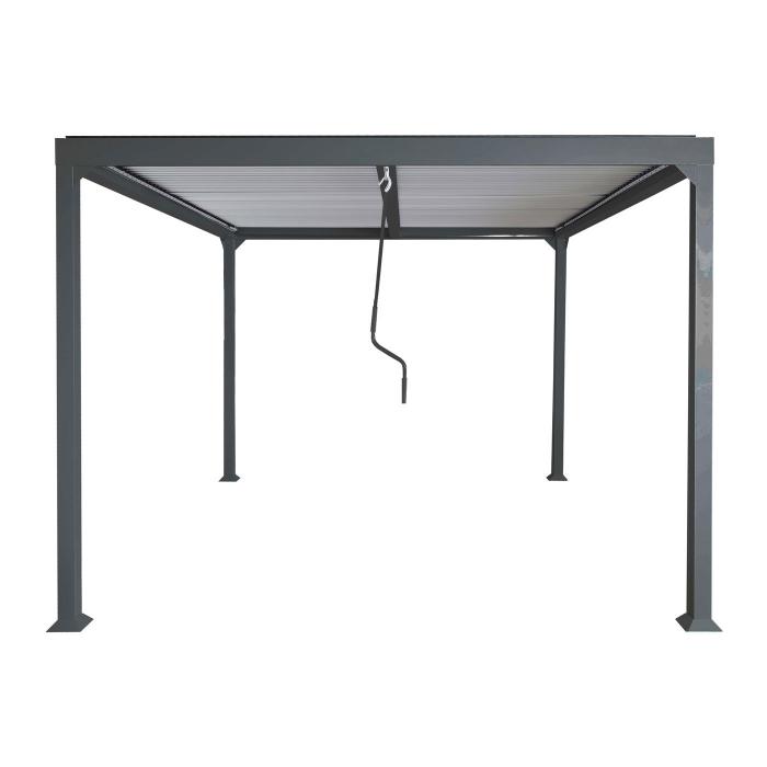 Alu Pergola HWC-L41, Lamellen-Pavillon Terrassenberdachung, stabiles 8cm-Metall-Gestell 3x3,7m ~ anthrazit